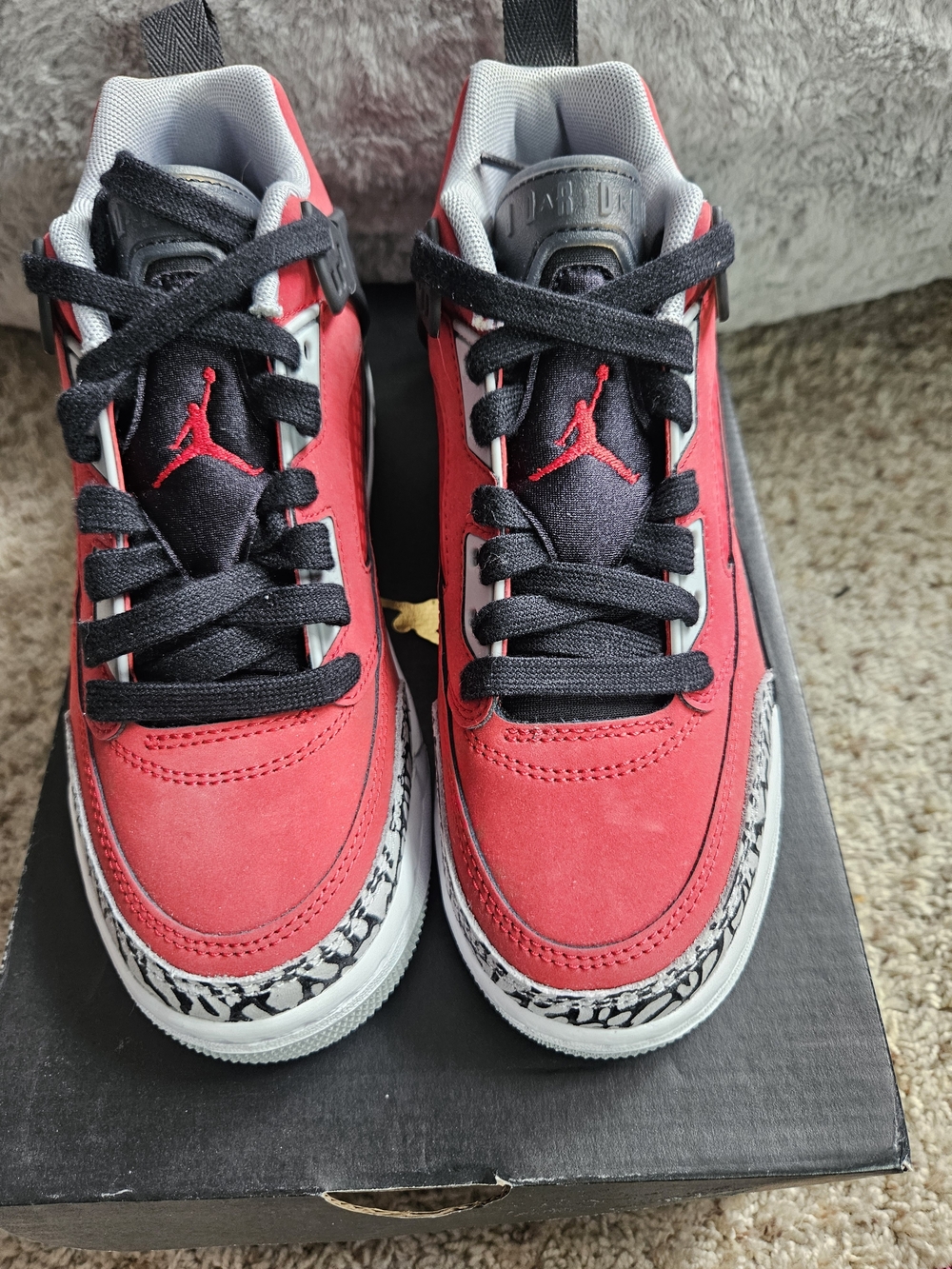 Air Jordan Kids' Red and Black Basketball Shoes